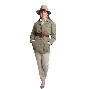 Liz Claiborne Vintage Wool Blend Safari Herringbone Blazer Size 6